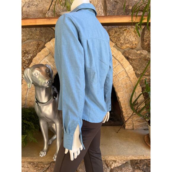 Royal Robbins Blue Button Down Long Sleeve Hiking Shirt Zipped Pocket Size M - Picture 3 of 5